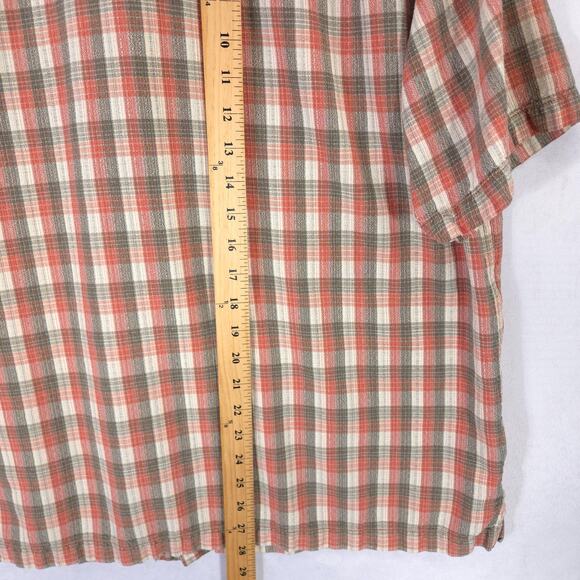 Tommy Bahama Shirt Mens XL Red Gray Plaid 100% Silk Short Sleeve Button Up - Picture 5 of 7